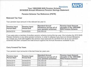 A copy of an NHS pensions annual allowance statement
